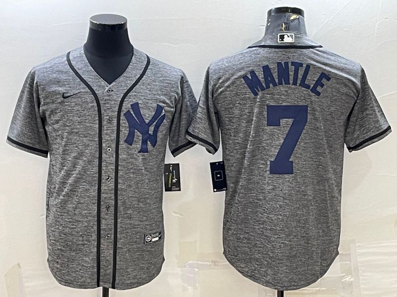 Men New York Yankees #7 Mantle Grey hemp ash Nike 2022 MLB Jersey